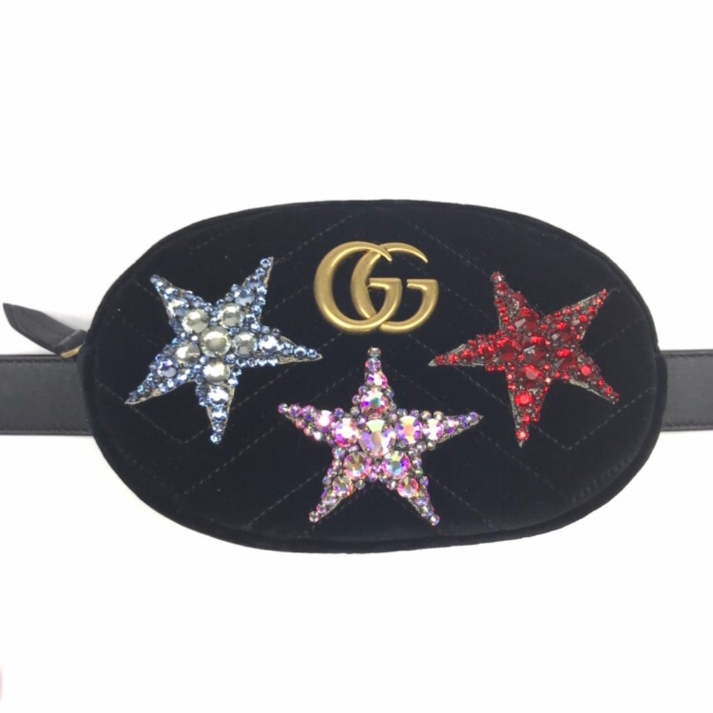 Gucci #476434 GG Marmont Stars Velvet Belt Bag
